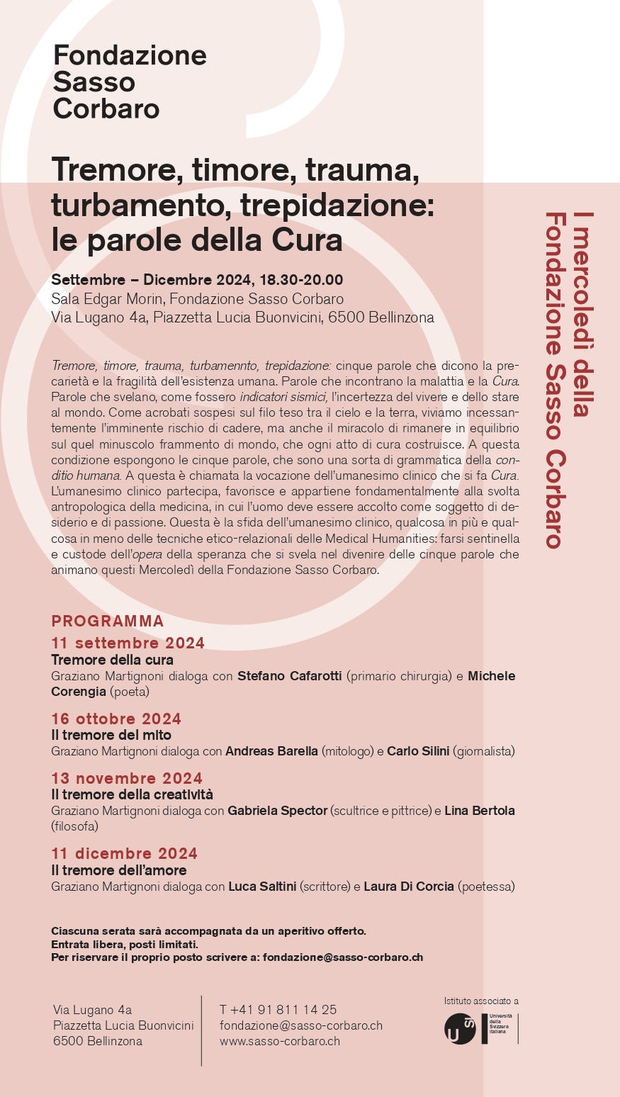 Conferenza: TREMORE, TIMORE, TRAUMA, TURBAMENTO, TREPIDAZIONE: LE PAROLE DELLA CURA